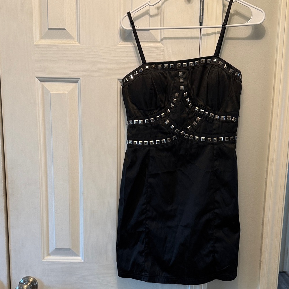 Chic Black Studded Mini Dress